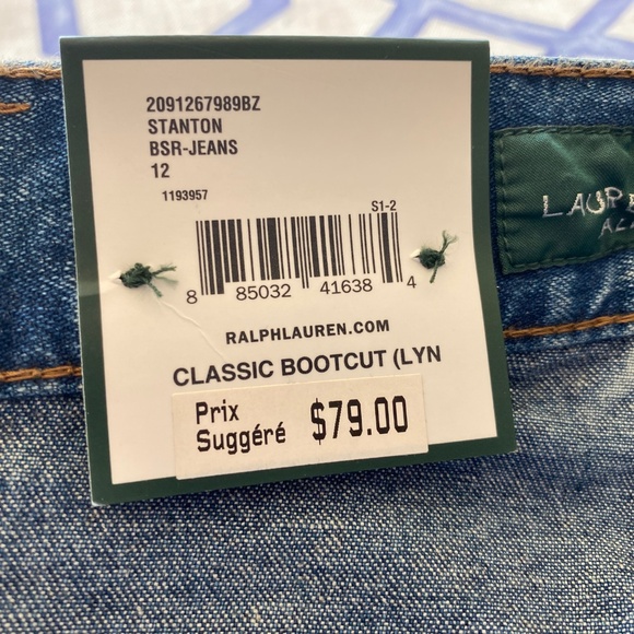 Ralph Lauren Classic Boot Cut (Lyn) Navy Denim Jeans New With Tags Size 12 - Picture 3 of 7